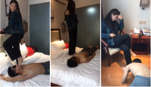00后模特主裤里丝踩踏