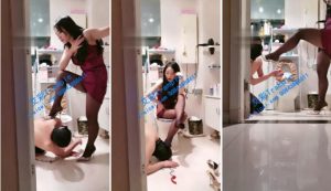 【傲雪女王】厕所羞辱重度耳光圣水淋雨